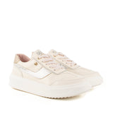 Tenis de cuero casuales color crema, para dama