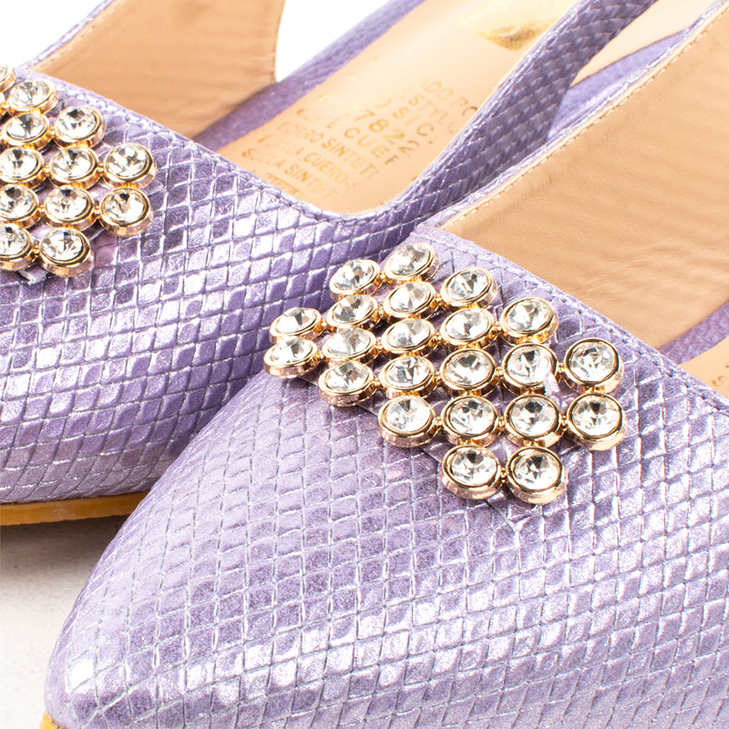 Trabilla de cuero color lila con aplique dorado, para dama