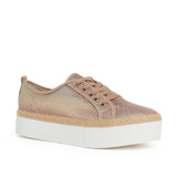 Tenis color ocre con bordes en yute, para dama