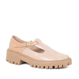 Mocasines tipo mafalda color nude texturizado