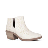 Botines tipo texanos color beige con bordado en capellada