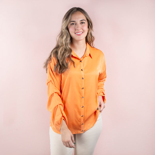 Blusa manga larga color naranja