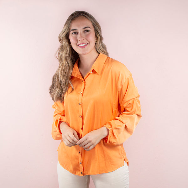 Blusa manga larga color naranja