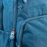 Morral color azul con bolsillo frontal, para dama