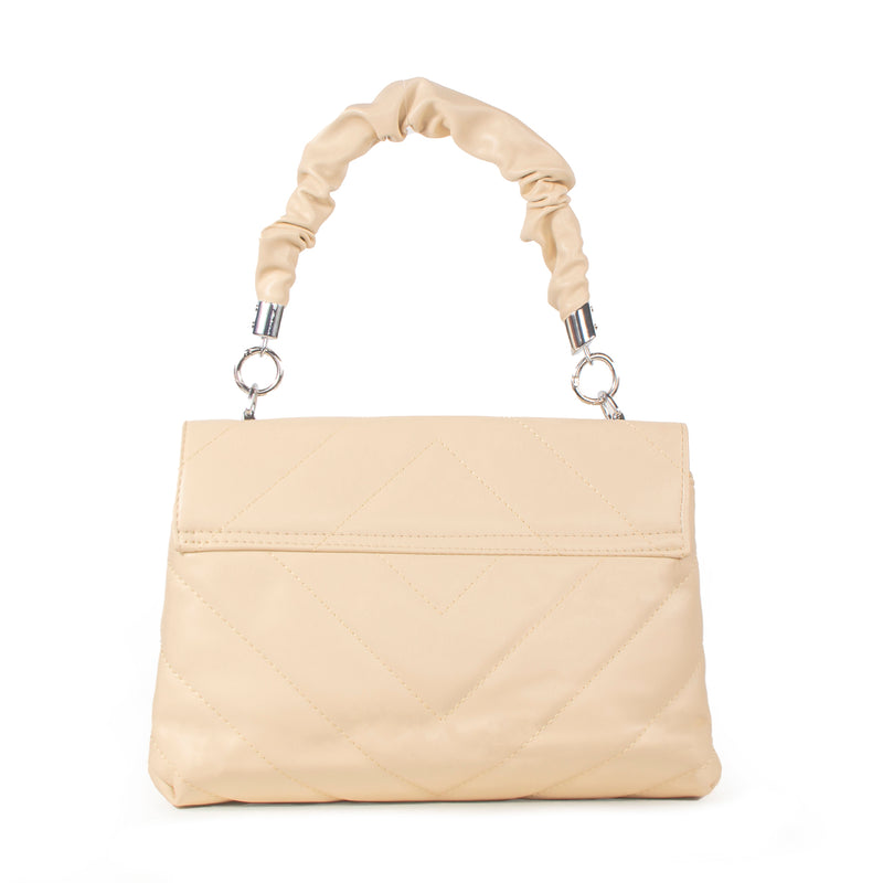 Bolso tipo bandolera color beige con detalle de broche, para dama