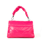 Bolso tipo bandolera color fucsia con broche, para dama