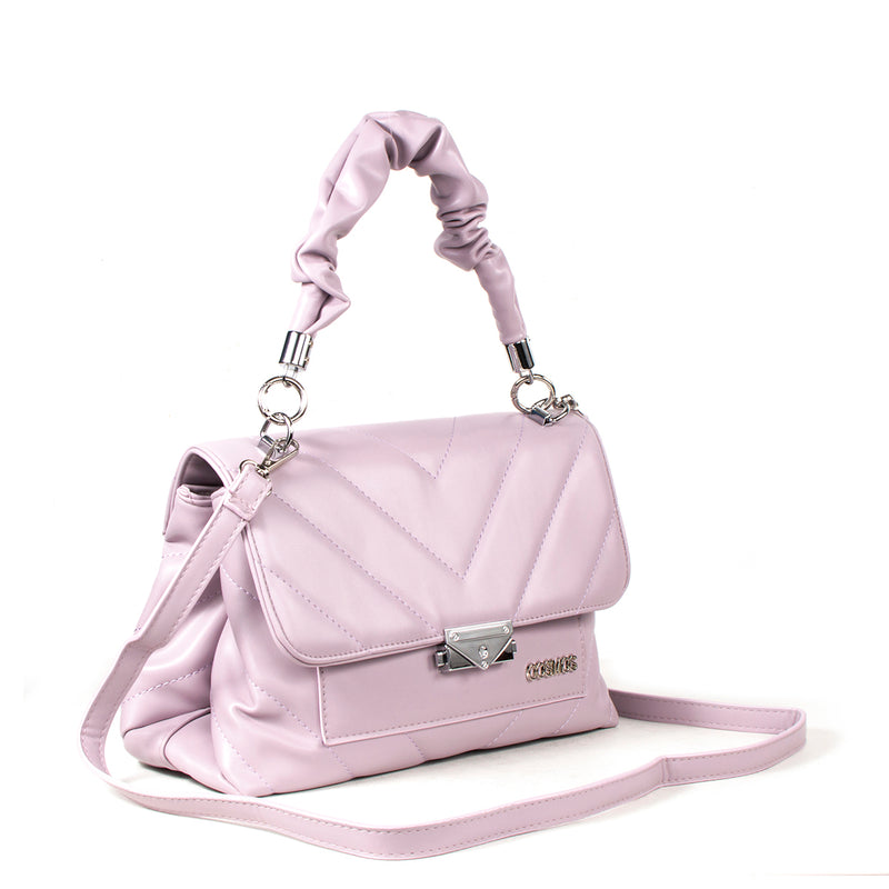 Bolso tipo bandolera color lila con broche, para dama