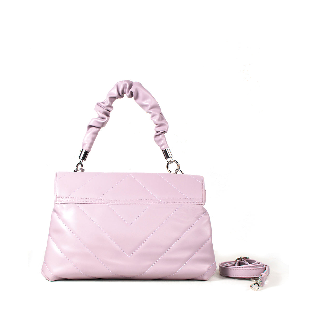 Bolso tipo bandolera color lila con broche, para dama