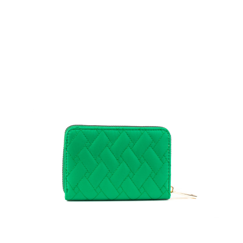 Billetera pequeña color verde texturizada, para dama