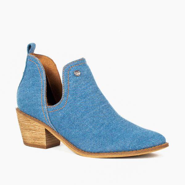 Botines en denim color azul