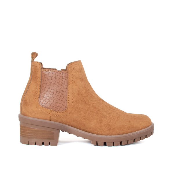 Botines color miel lateral texturizado
