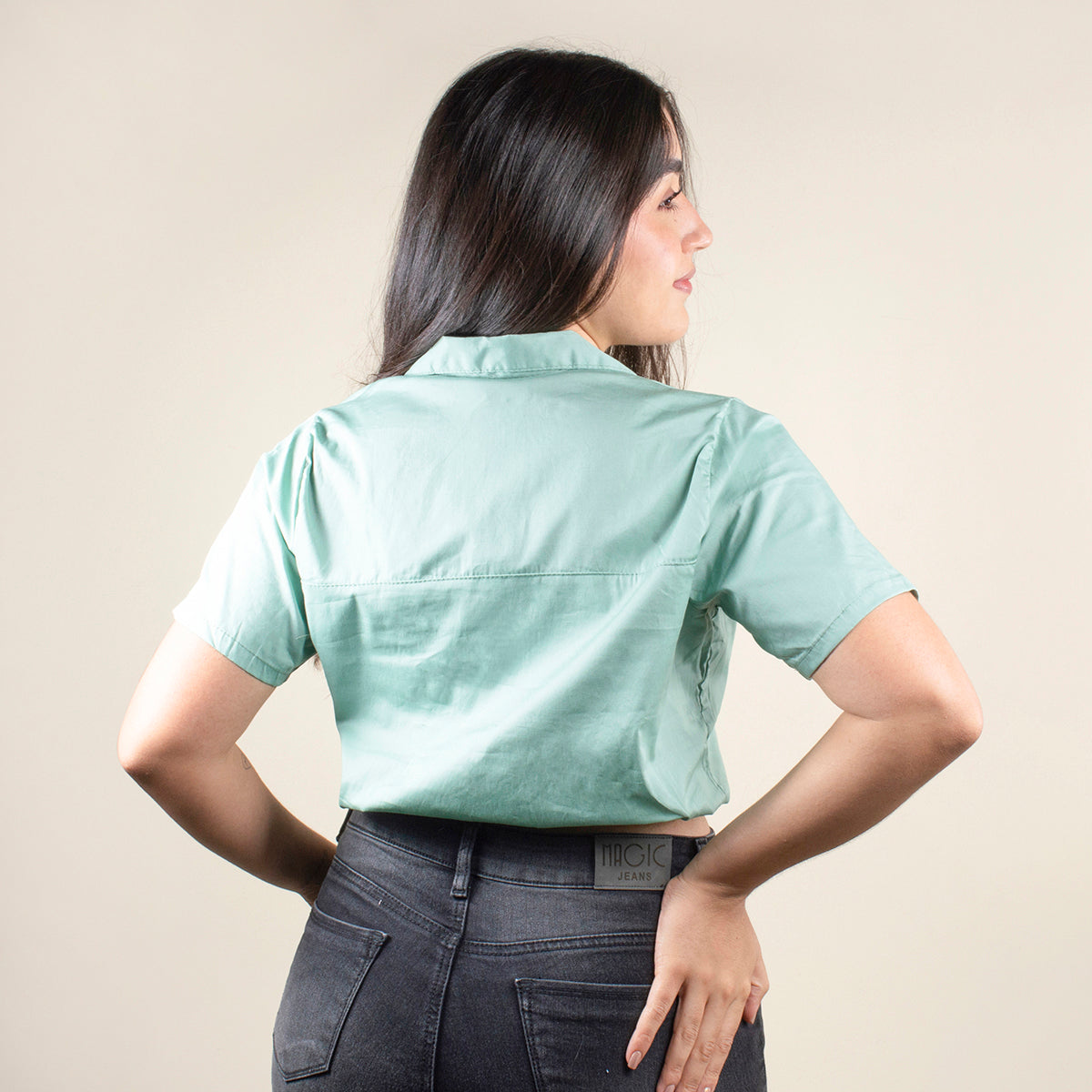 Blusa manga corta color verde