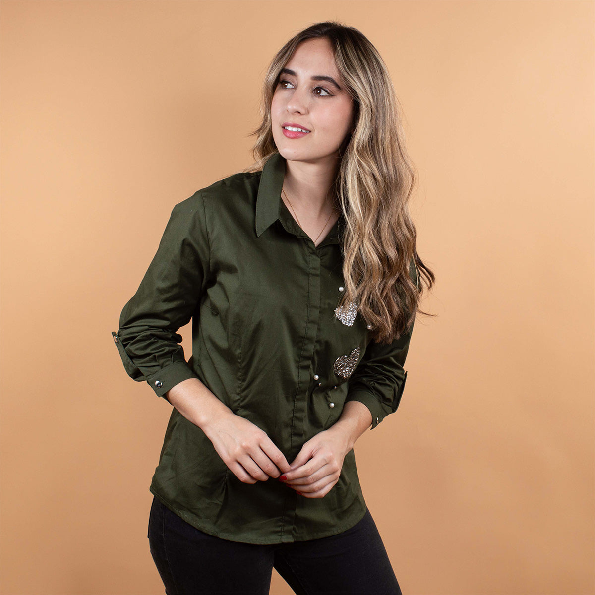 Blusas verdes militar fashion