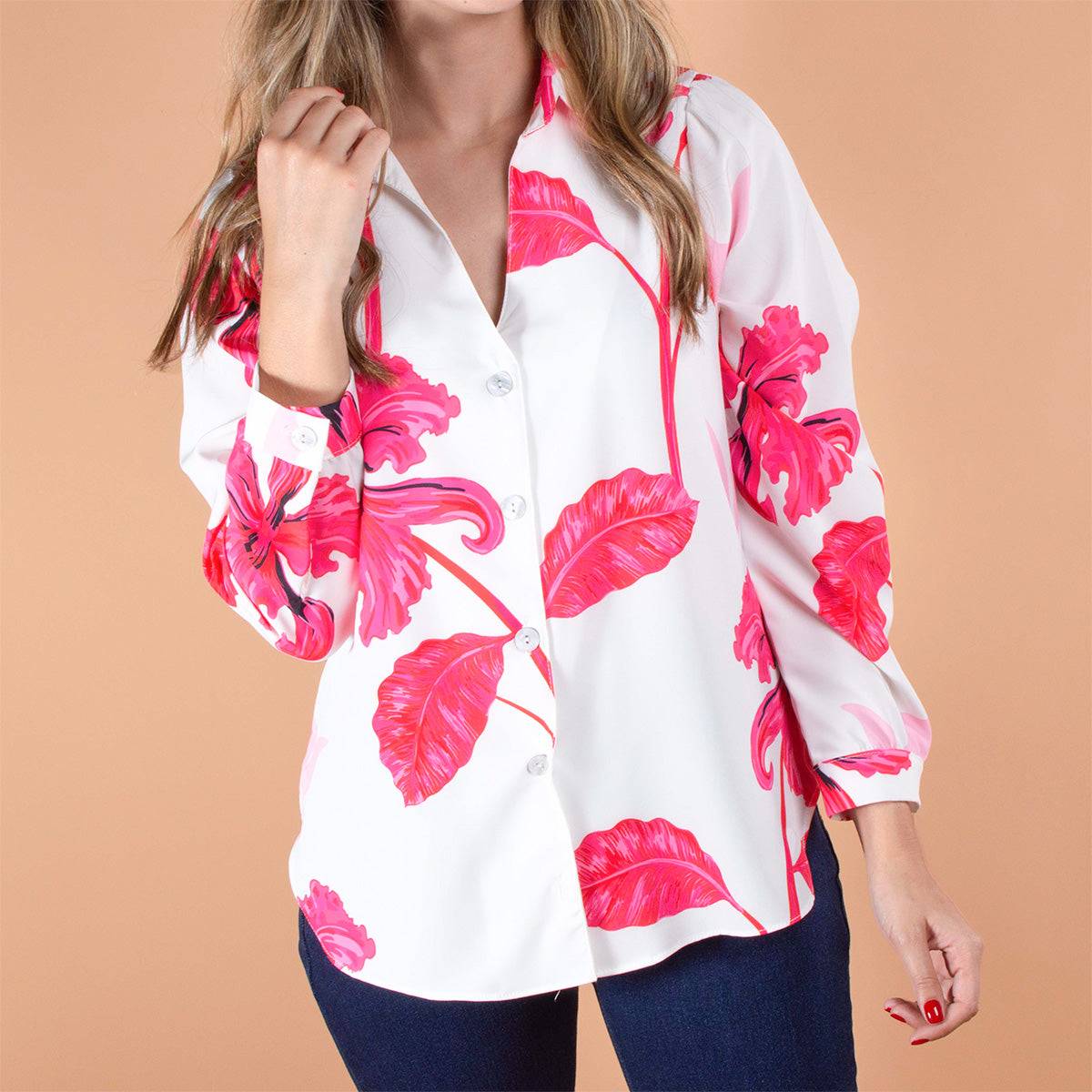 Blusa multicolor con estampado de flores