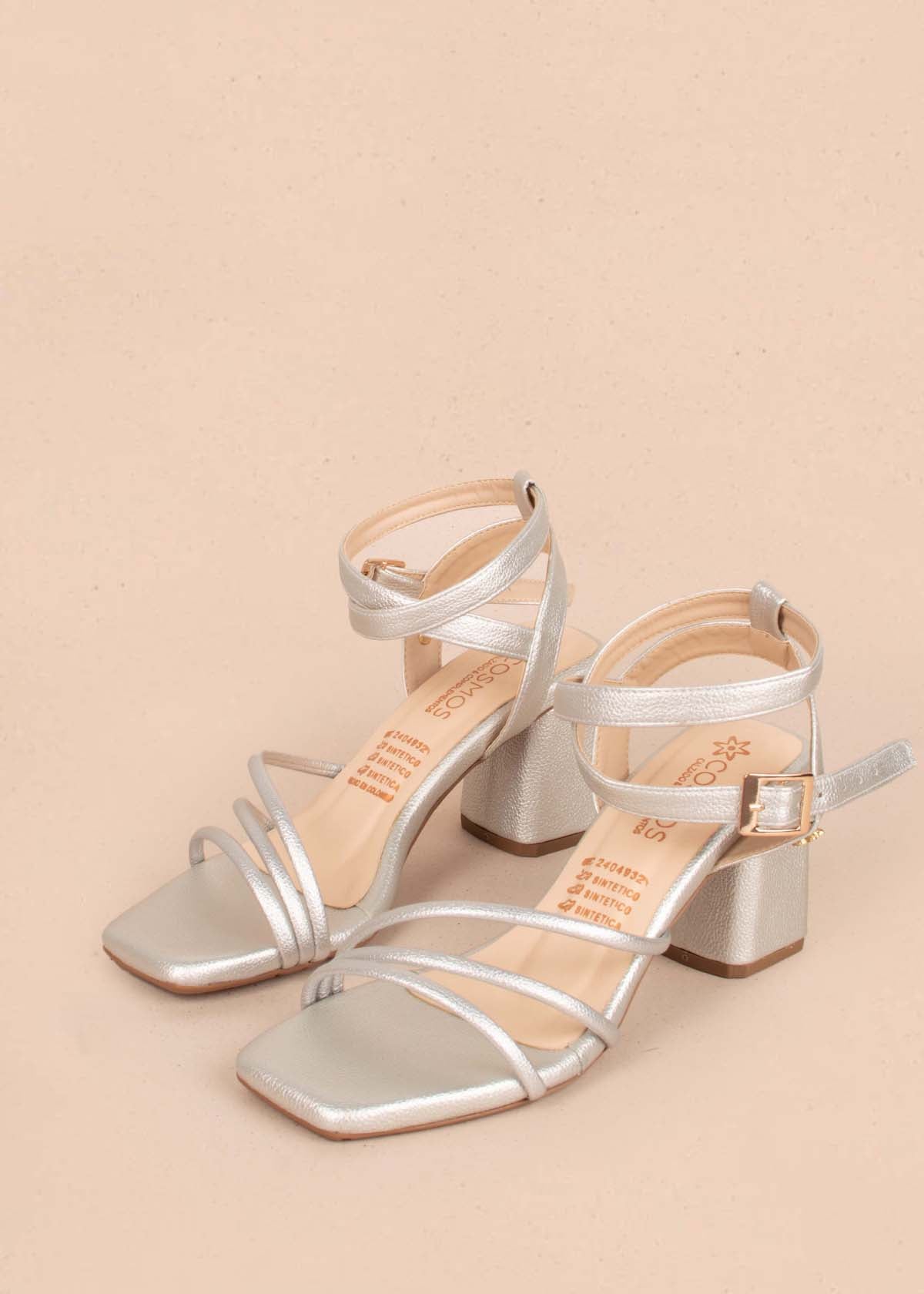 Sandalias altas color plata con correas cruzadas 104372