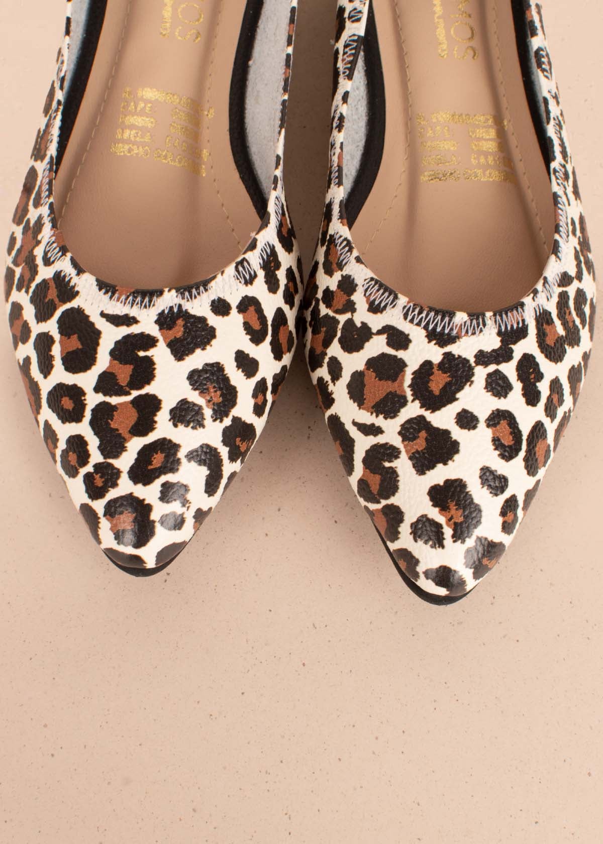 Baletas en cuero con folia color animal print 104468