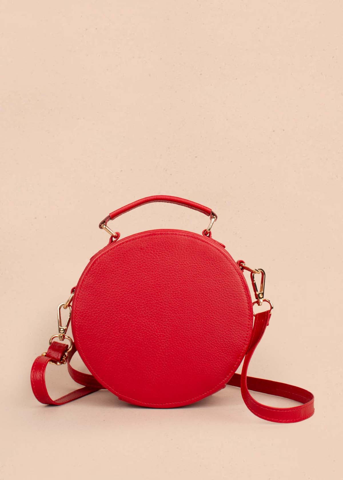 Bolso tipo bandolera en cuero color rojo con textura croco 104519