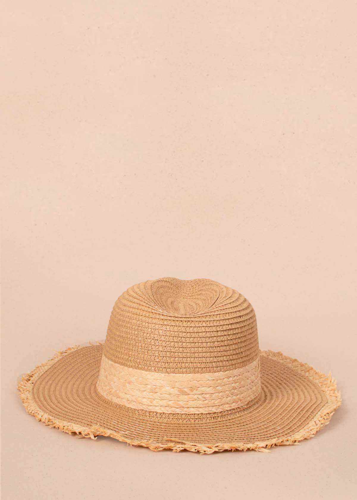 Sombrero color camel con desflecado 104544