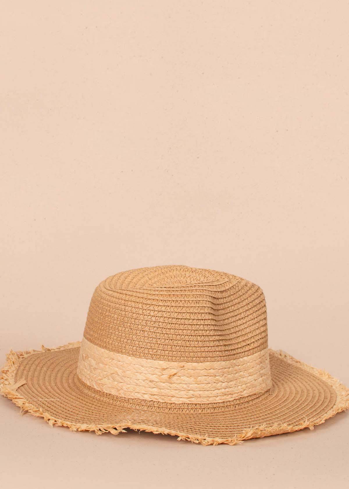 Sombrero color camel con desflecado 104544