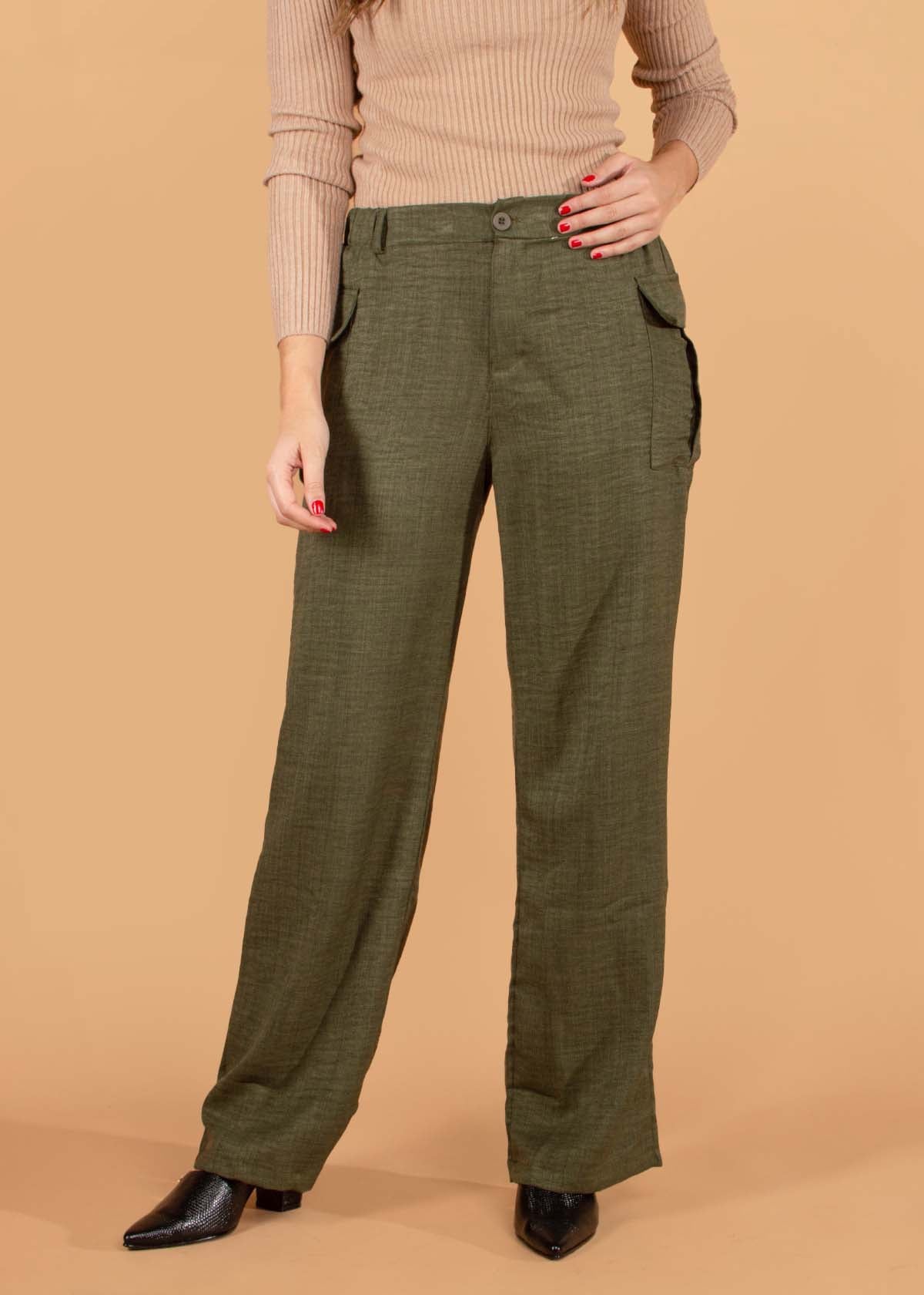 Pantalón tipo cargo color verde con resorte en cintura 104724