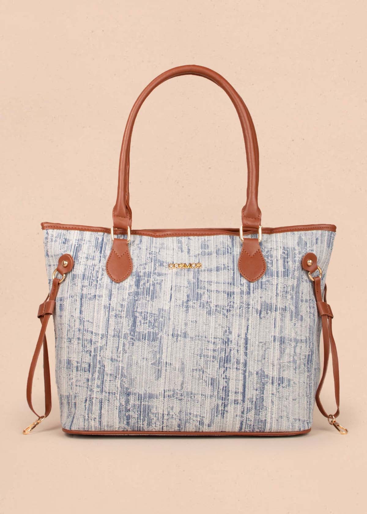 Bolso tipo shopping color azul con cierre frontal 104756