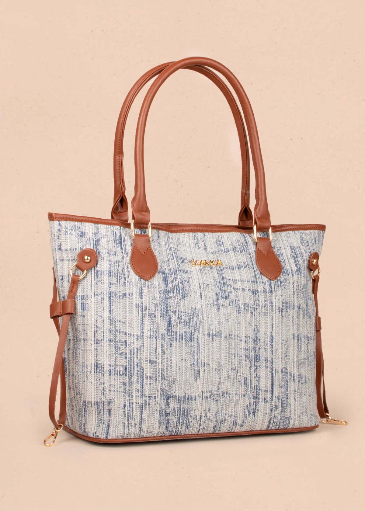 Bolso tipo shopping color azul con cierre frontal 104756