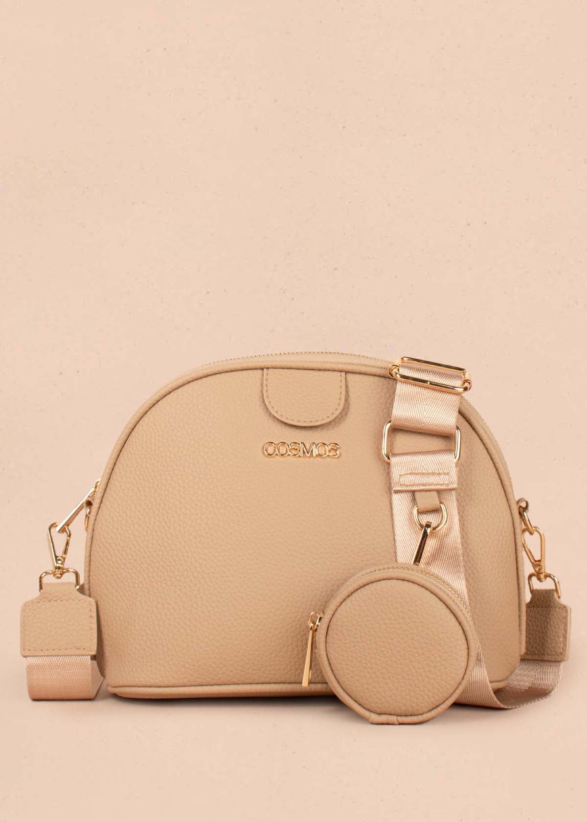 Bolso tipo bandolera color beige con monedero 104758