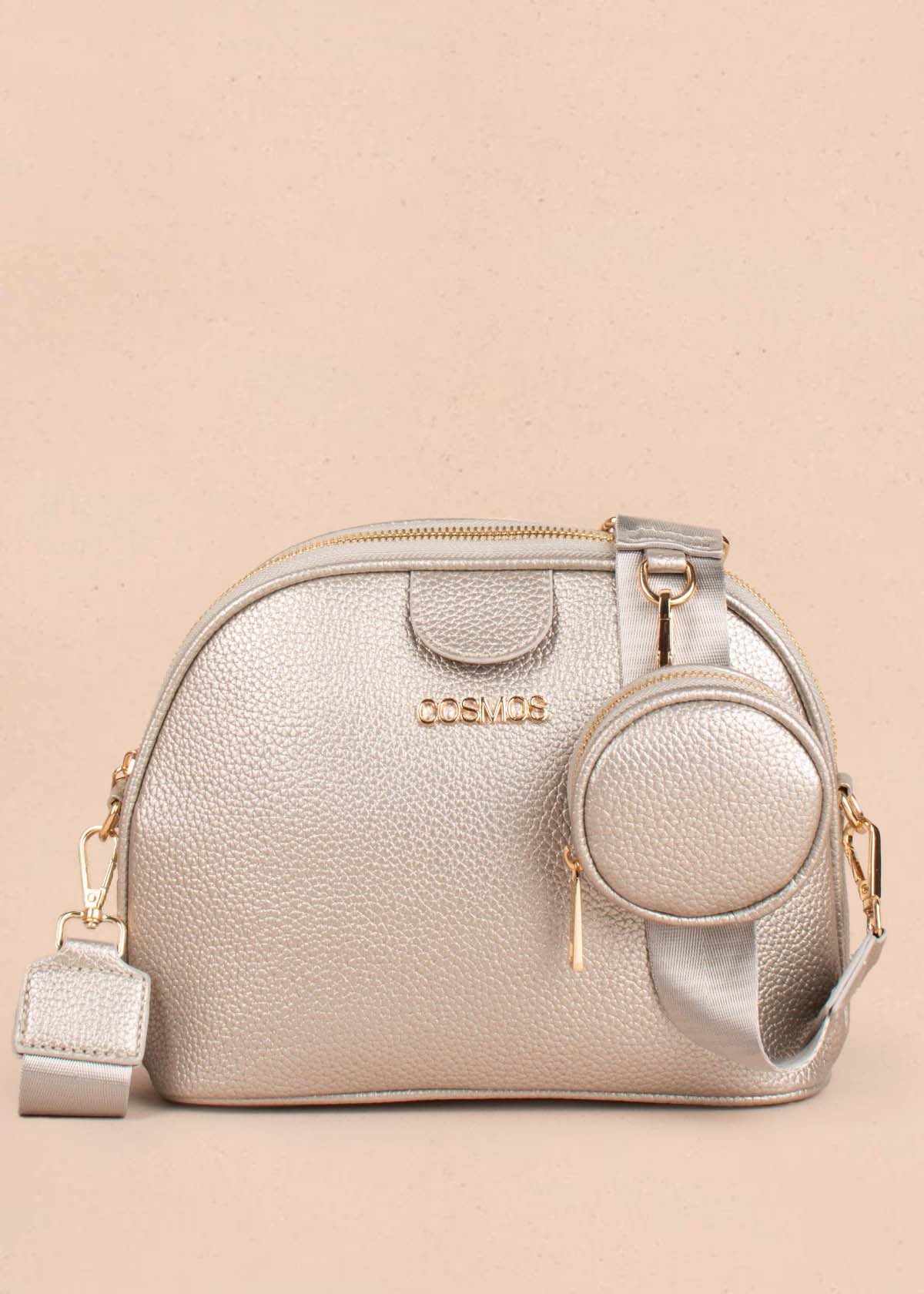 Bolso tipo bandolera color gris con monedero 104758