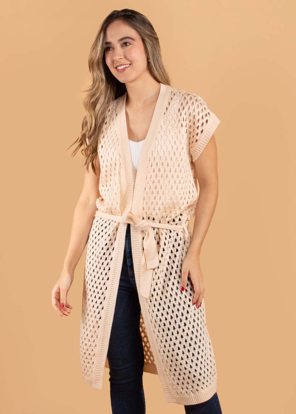 Kimono color crudo en malla 104799