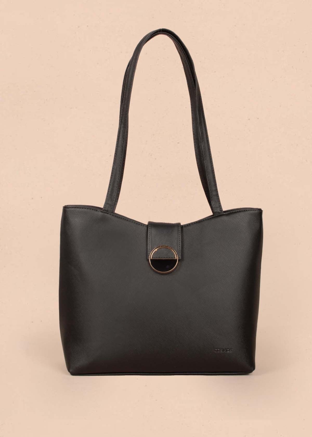 Bolso tipo shopping color negro con herraje 104816