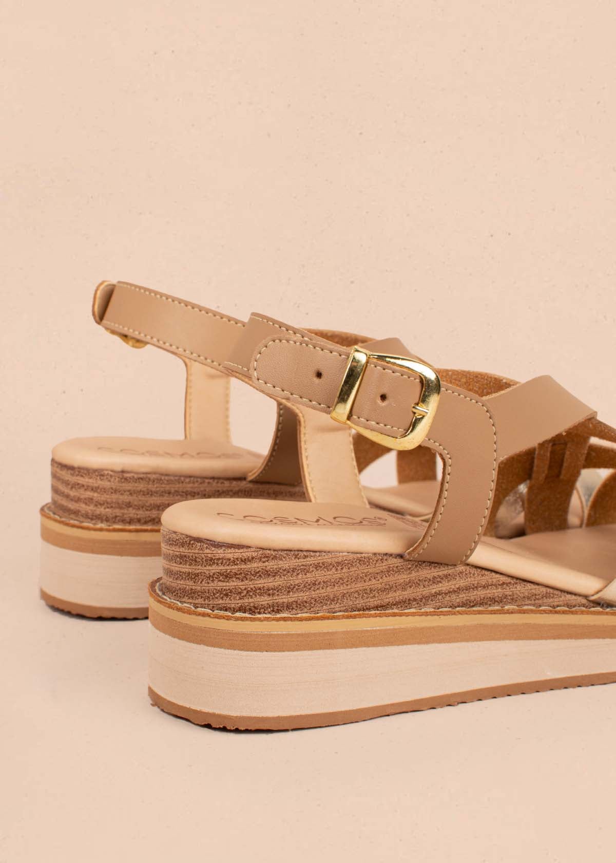 Sandalias altas color camel con correas cruzadas 104830