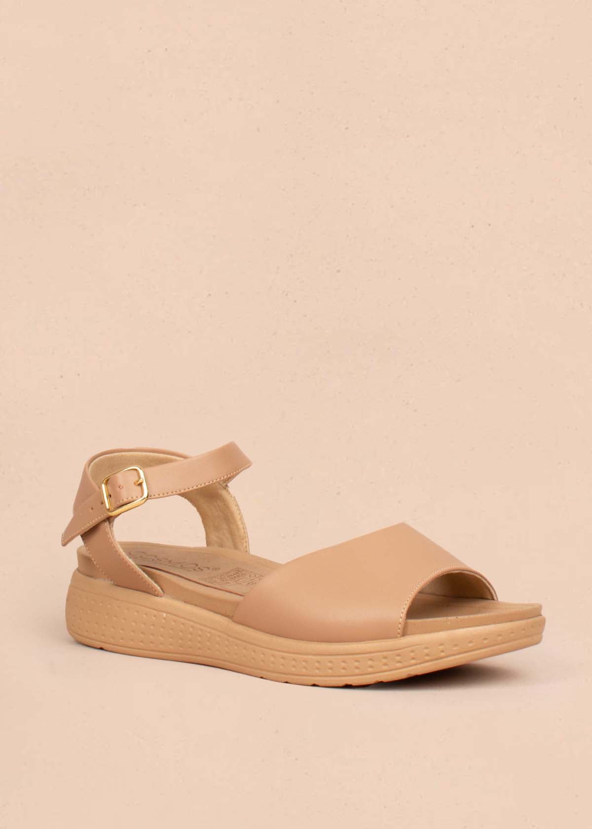 Sandalias color camel con suela confort 104834