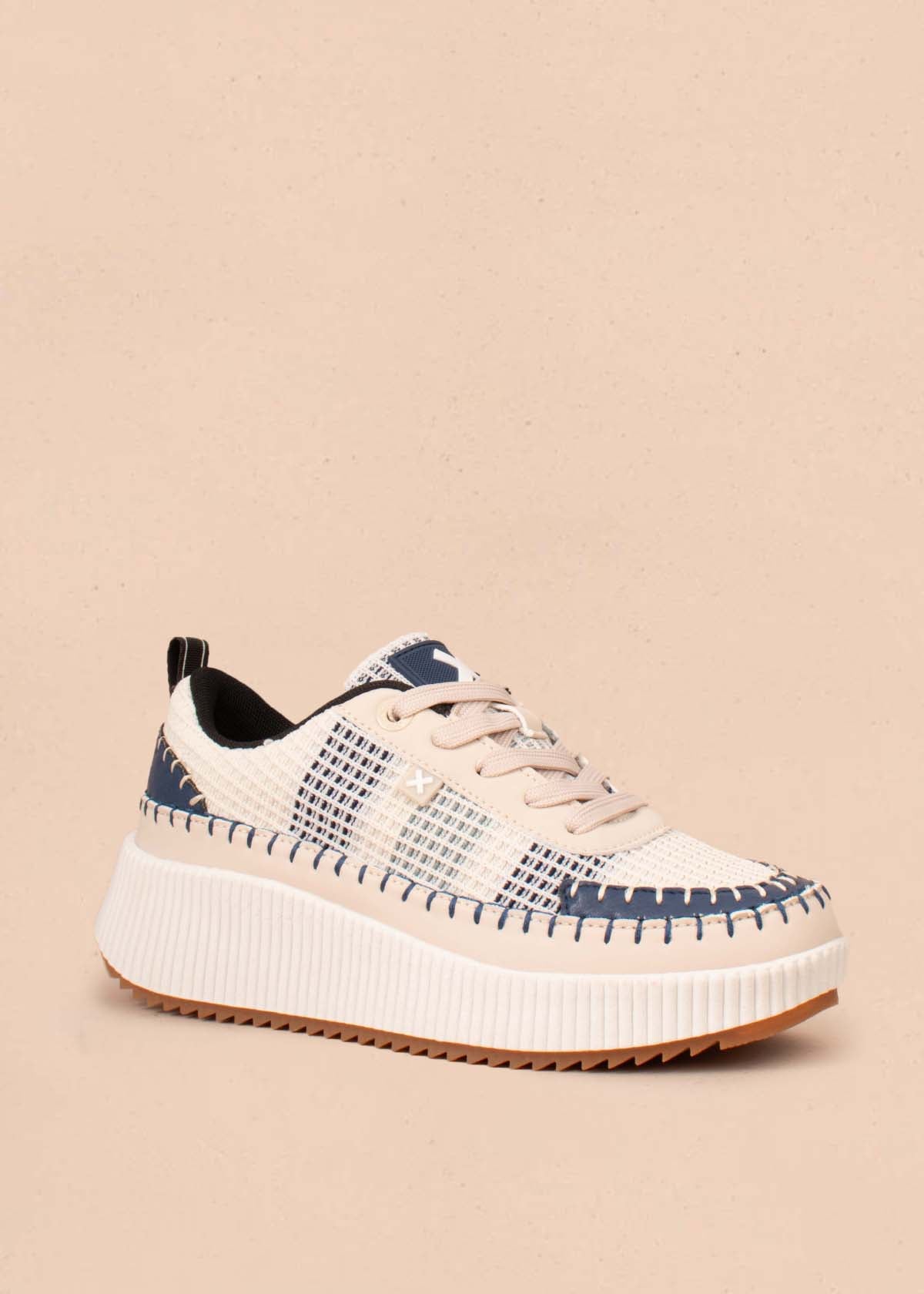 Tenis casuales color azul con malla 104853