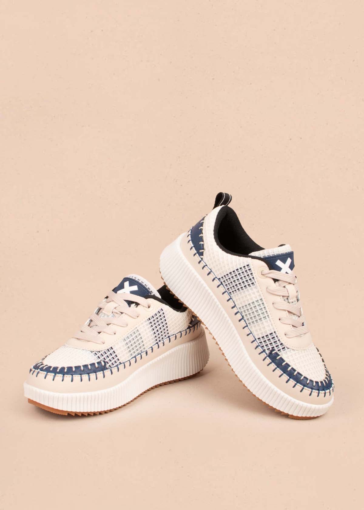 Tenis casuales color azul con malla 104853