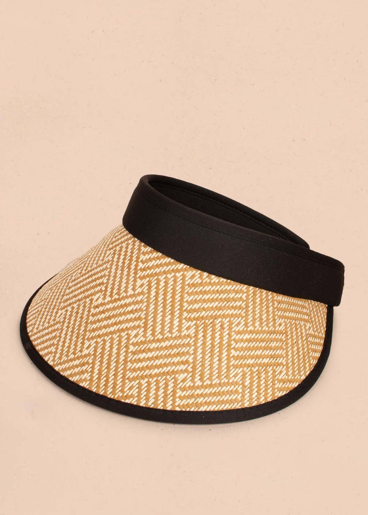 Visera en yute color beige con rayas 104910