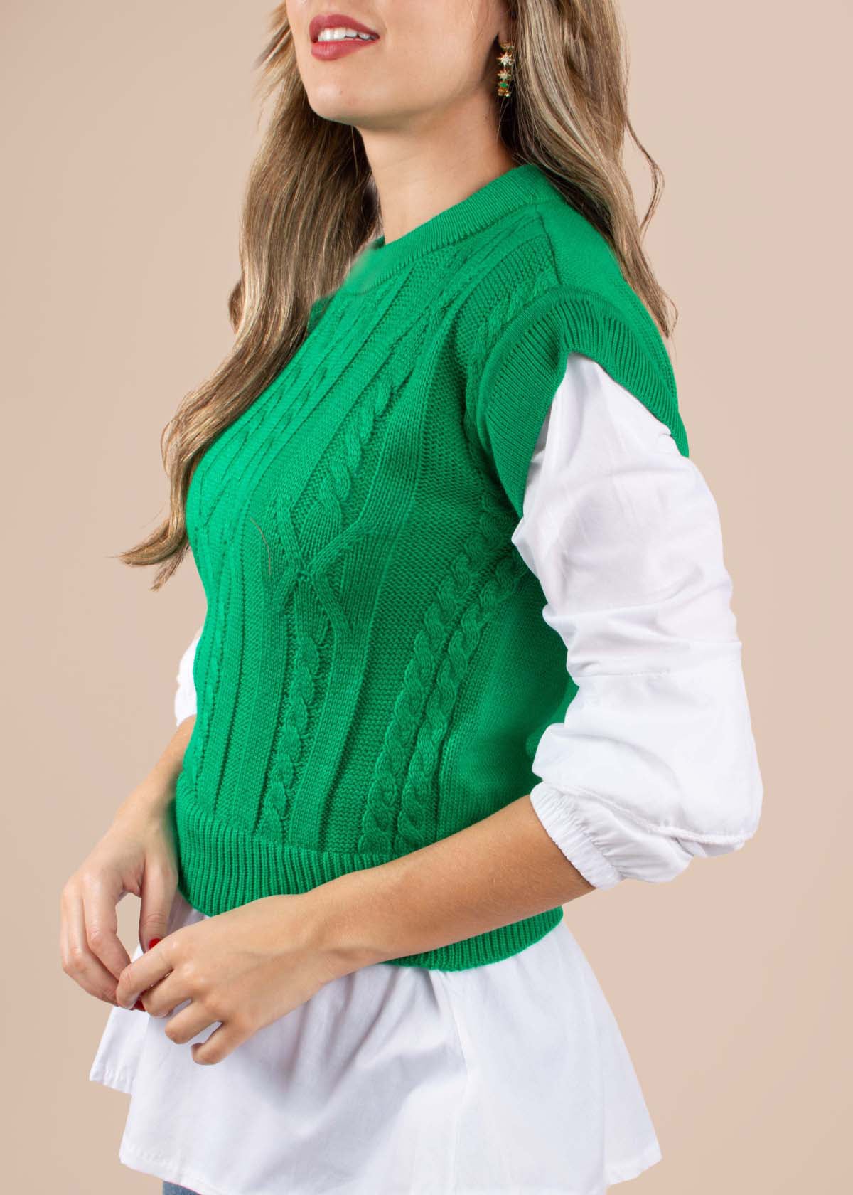 Blusa con chaleco color verde incorporado 104948