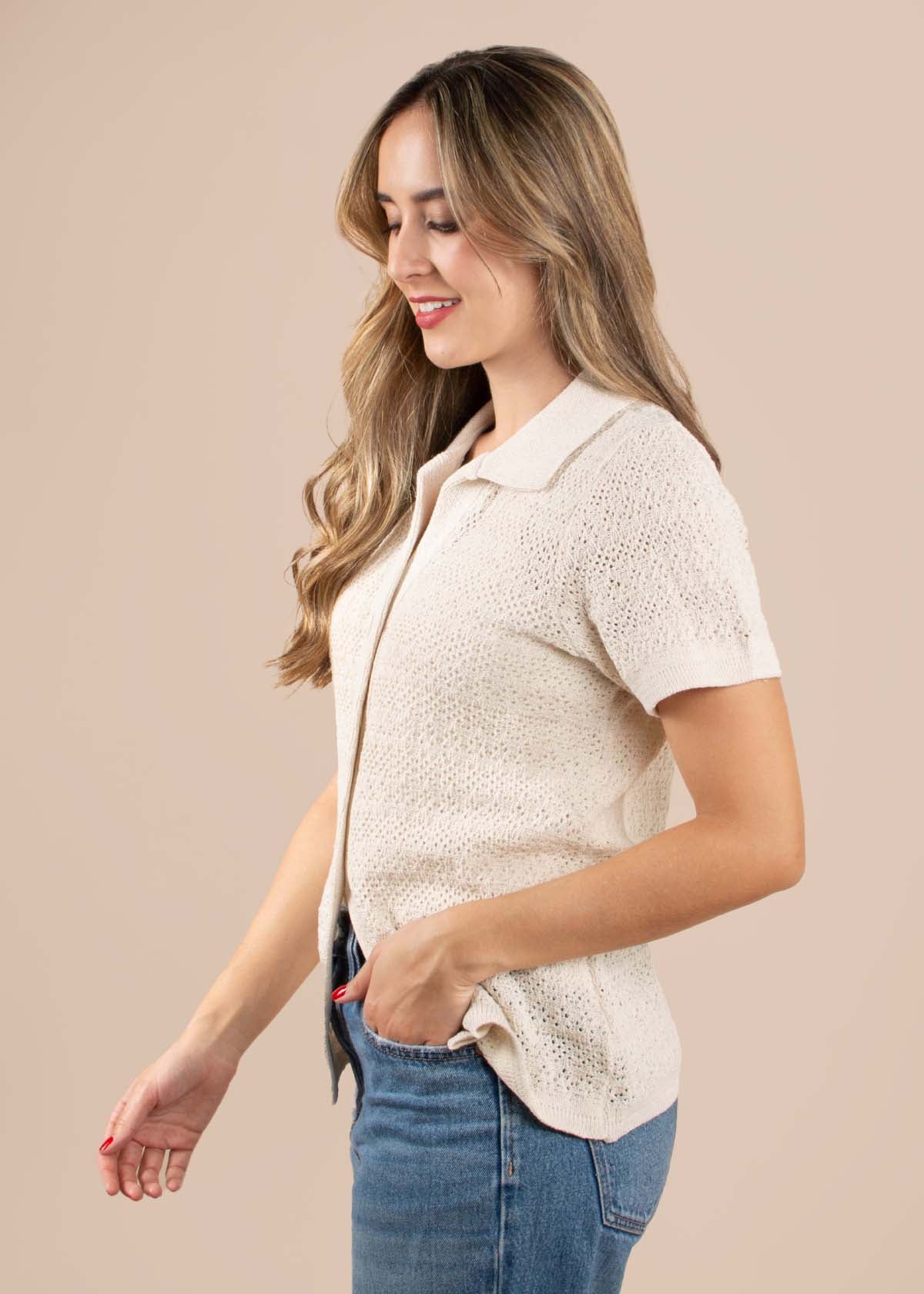 Blusa tejida color beige 104979