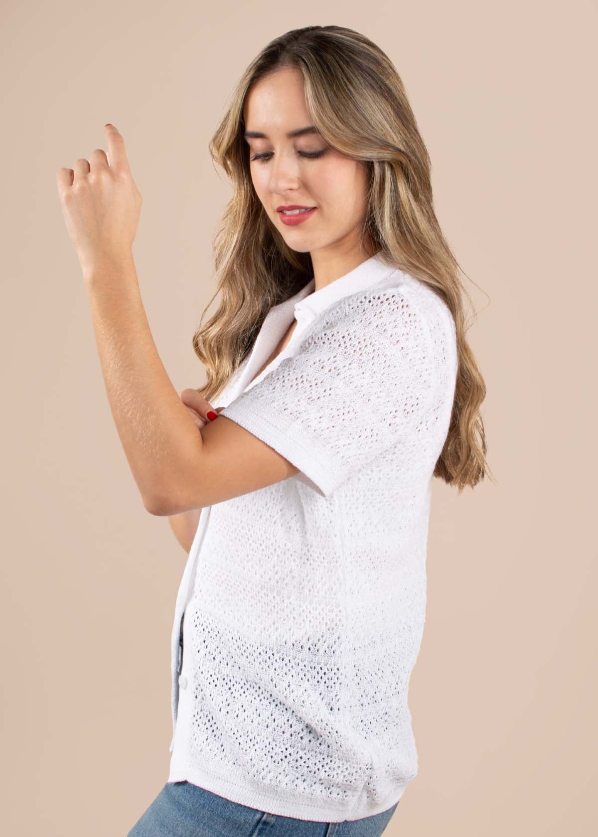 Blusa tejida color blanco 104979