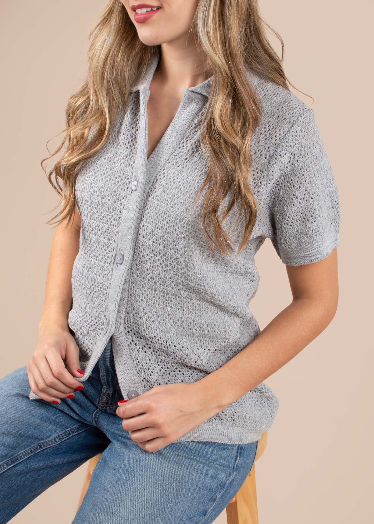 Blusa tejida color gris 104979