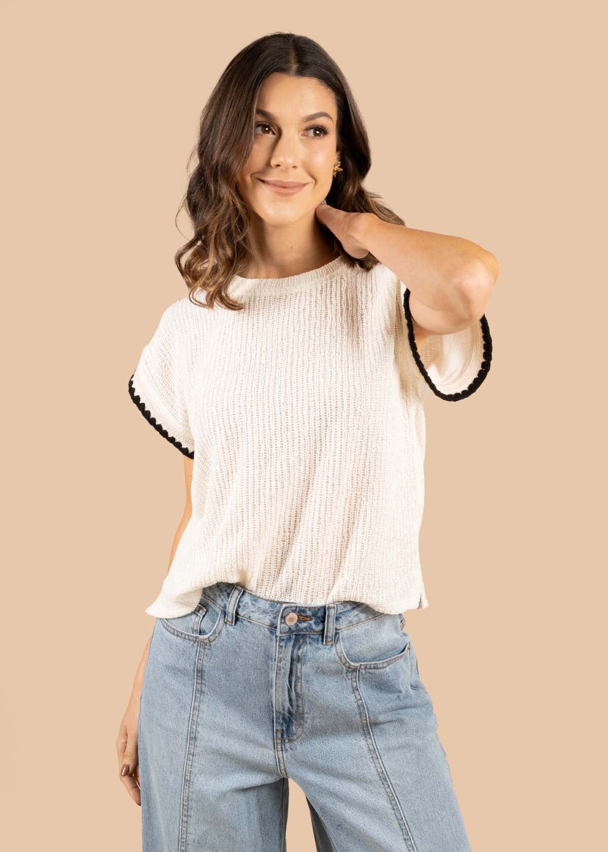 Blusa tejida color beige 105204