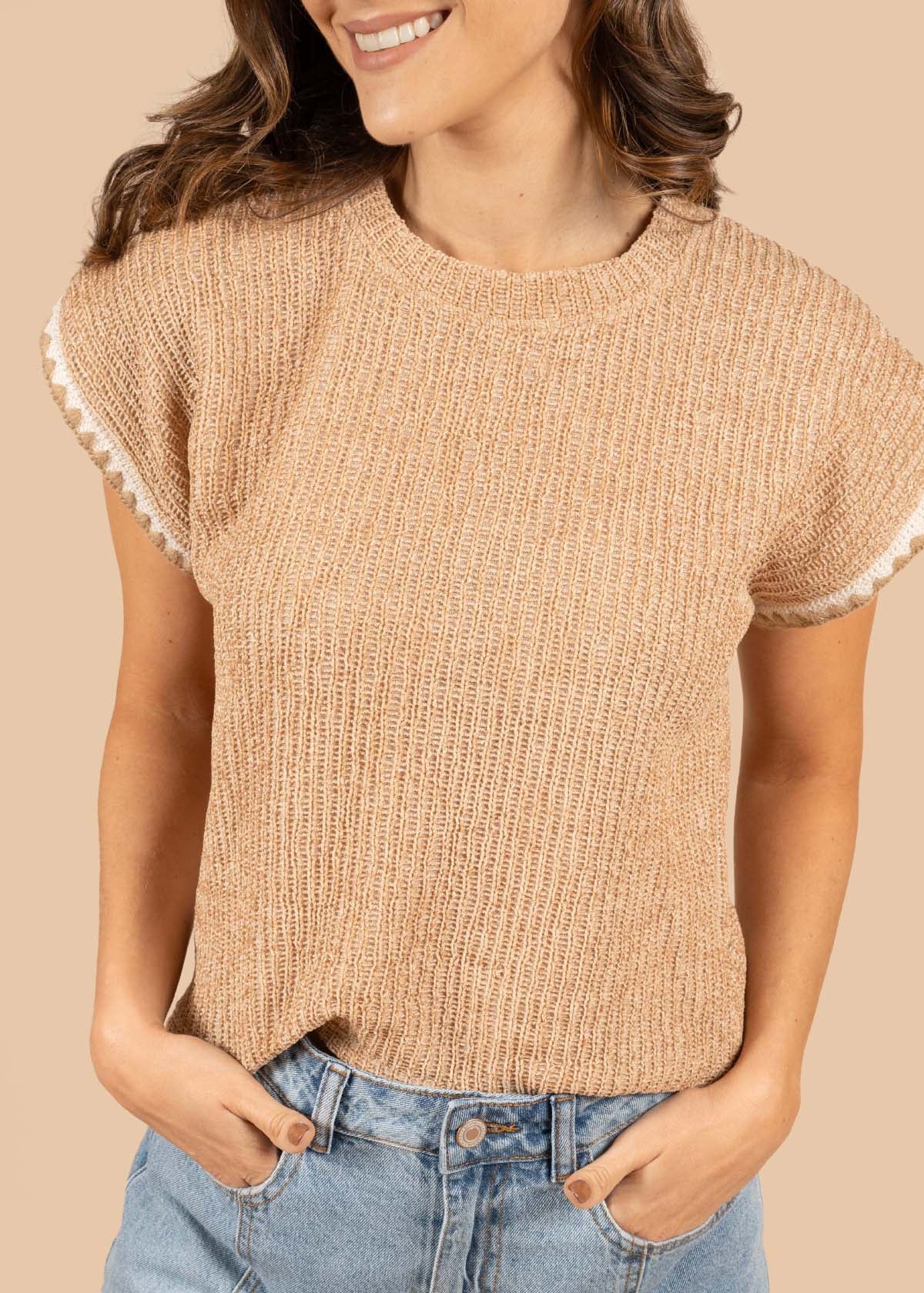 Blusa tejida color camel 105204