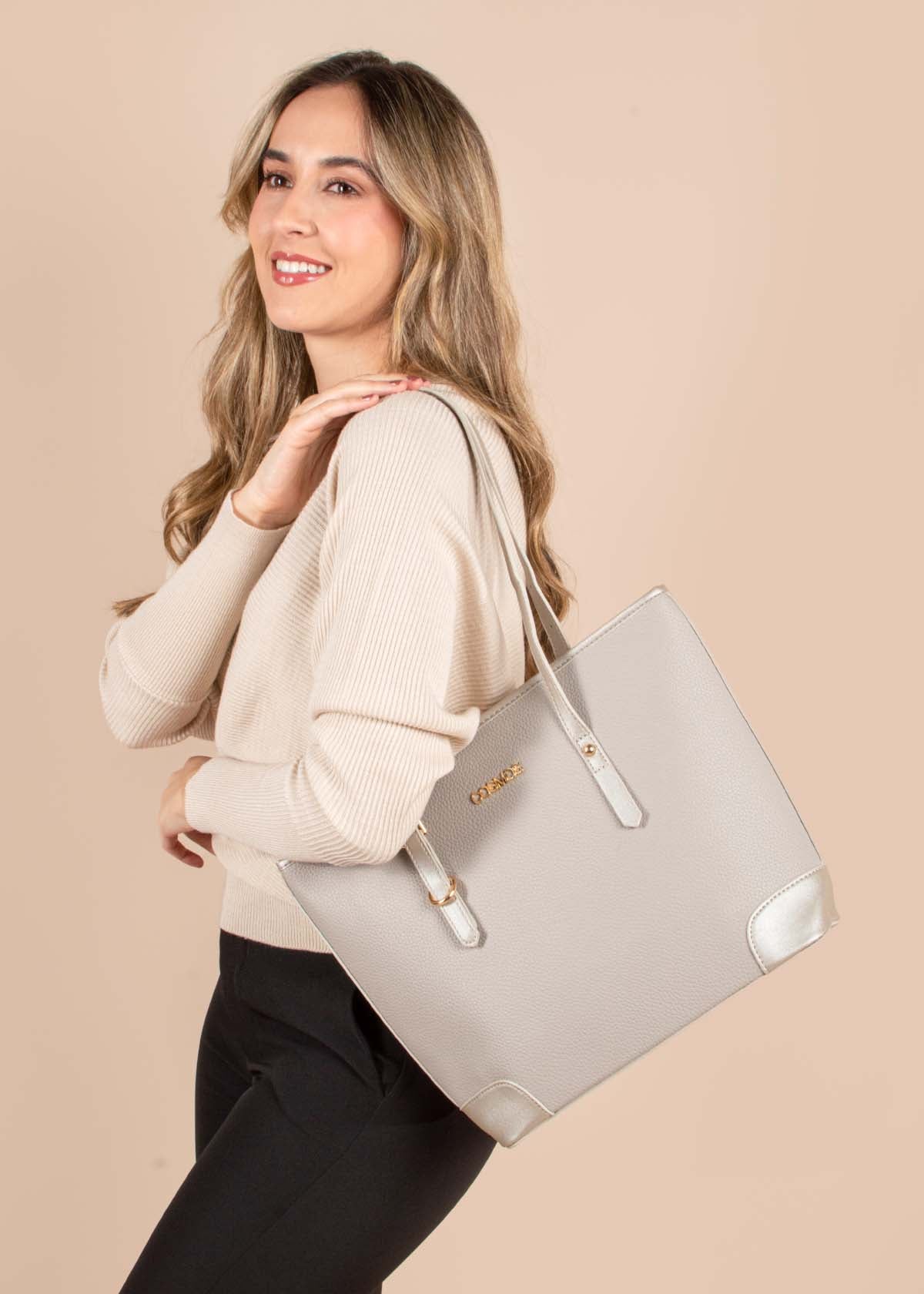 Bolso tipo shoppig color gris 105256