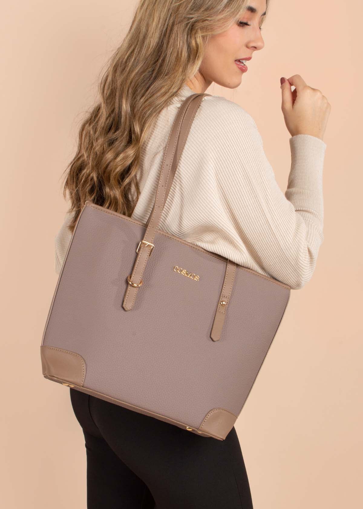 Bolso tipo shoppig color taupe 105256