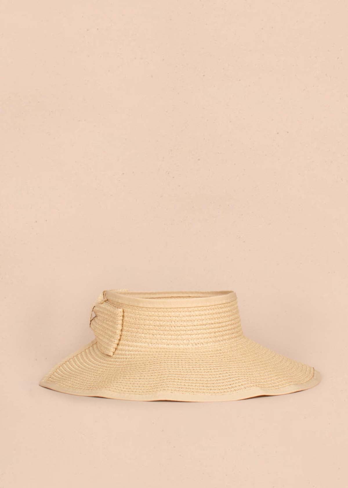 Visera en yute color beige con moño 105235