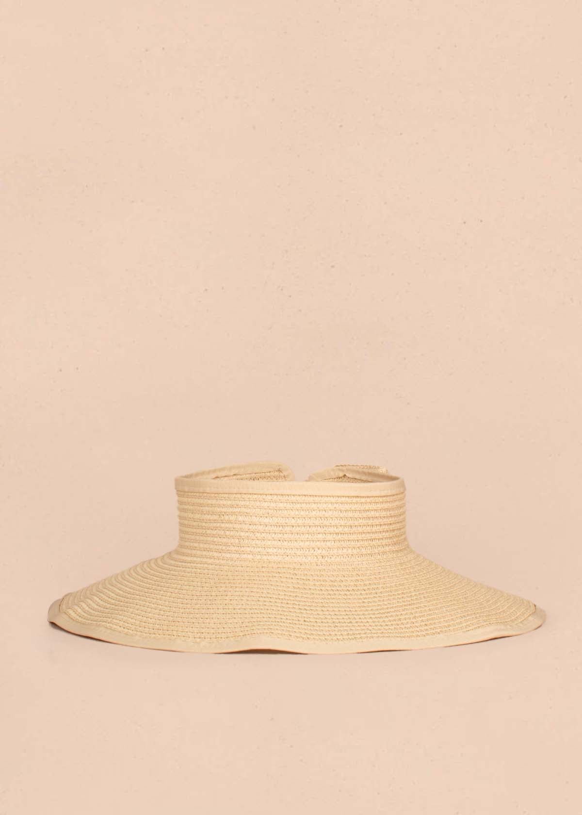 Visera en yute color beige con moño 105235