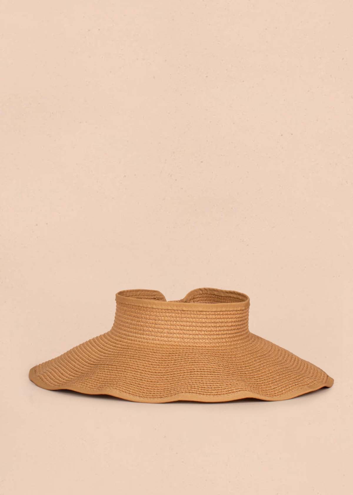 Visera en yute color camel con moño 105235