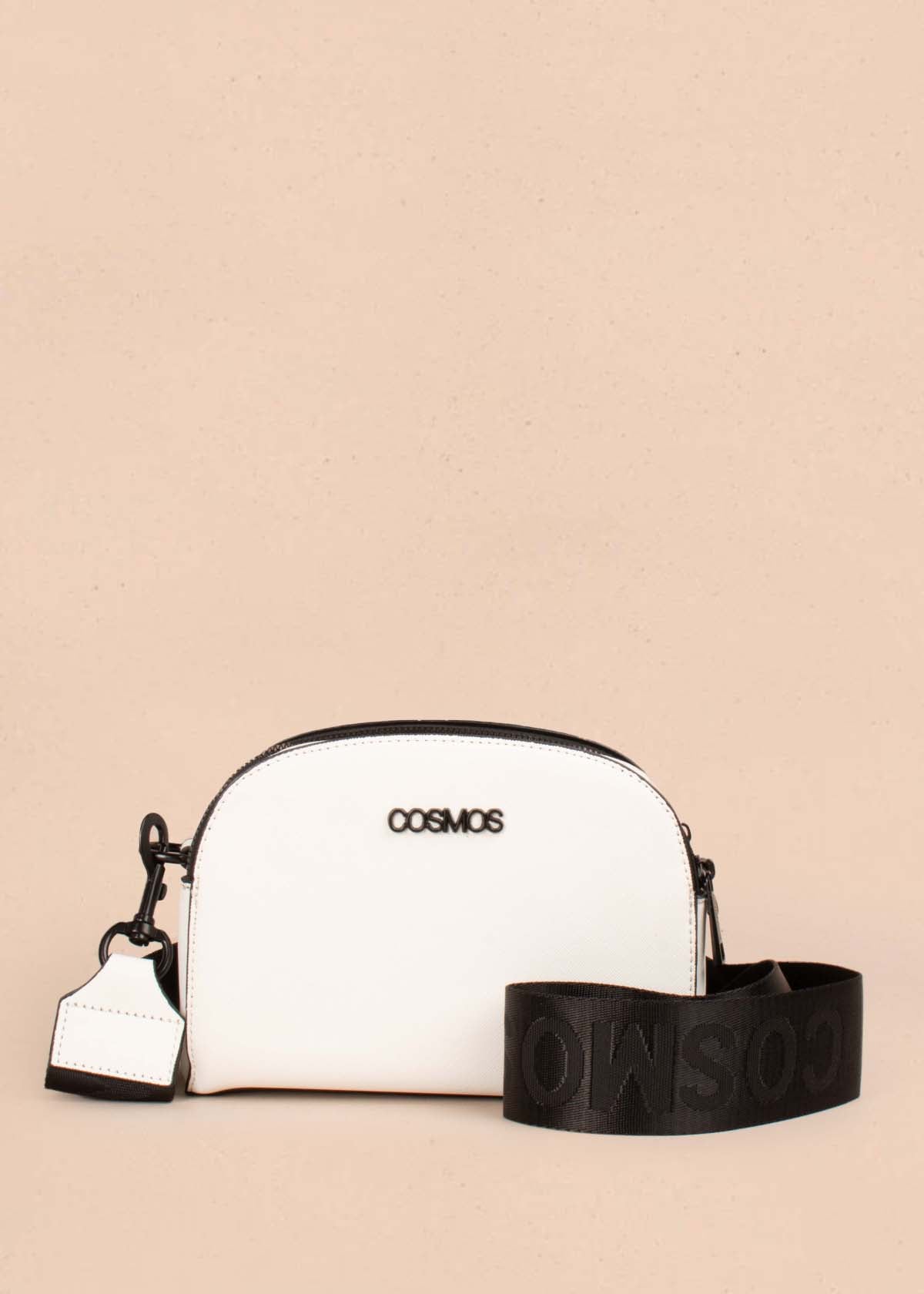 Bolso tipo bandolera color blanco con cierres negros 105254