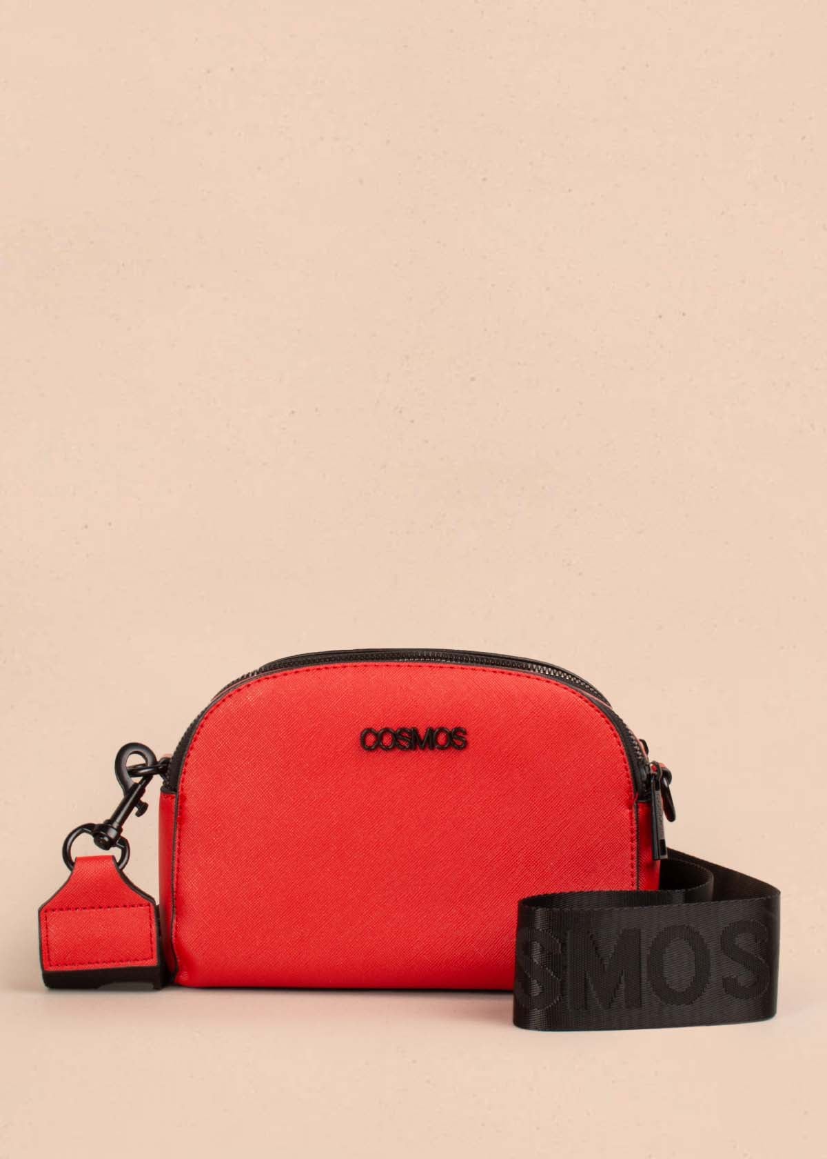 Bolso tipo bandolera color rojo con cierres negros 105254