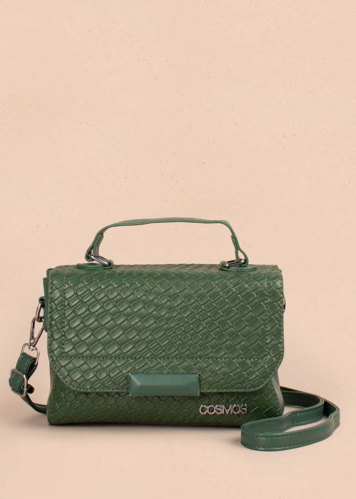 Bolso tipo bandolera color verde con textura croco 105257