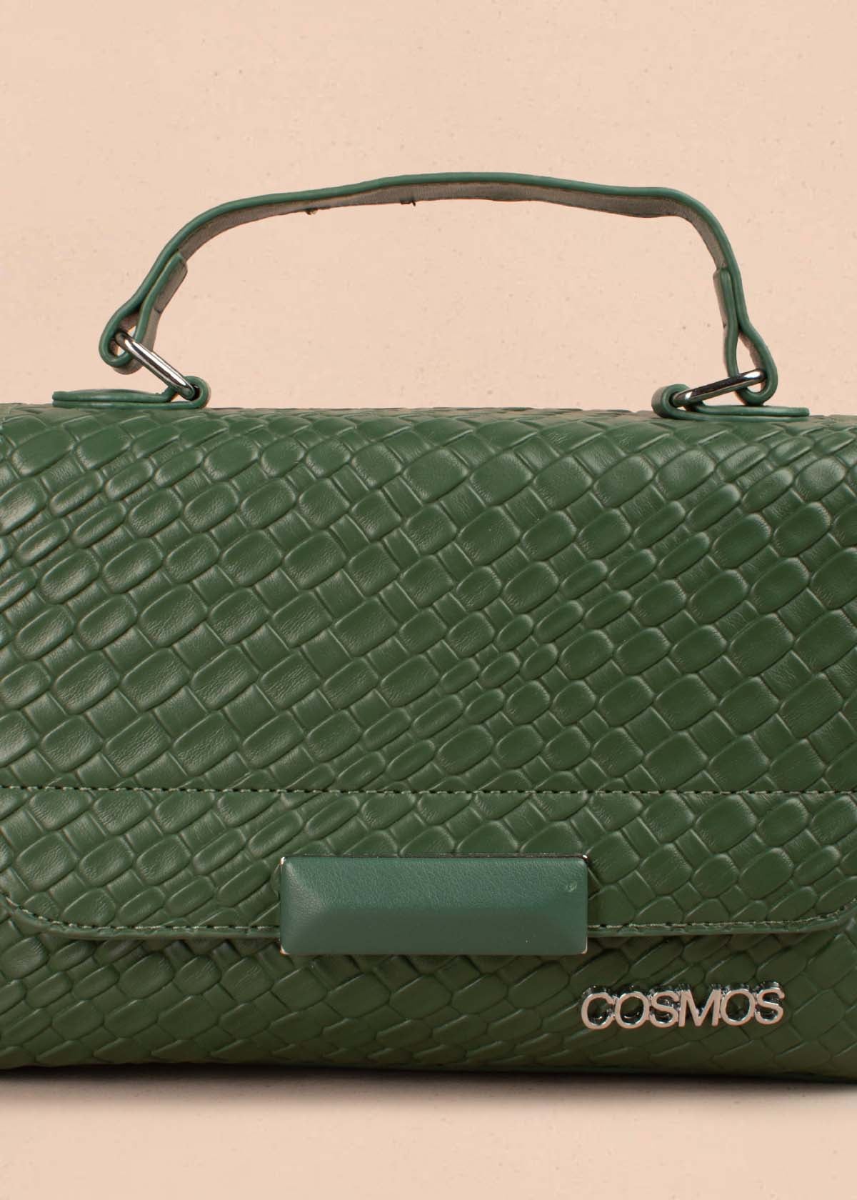 Bolso tipo bandolera color verde con textura croco 105257